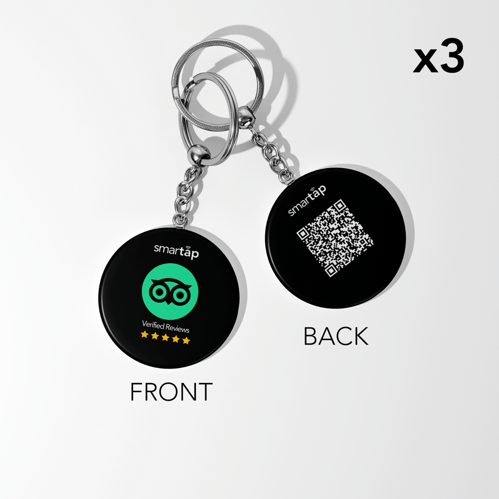 Tripadvisor Keychain set with NFC and QR code for easy customer reviews and smart engagement